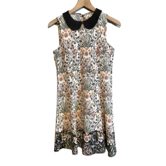 LC LAUREN CONRAD Dress Floral A-Line Crewneck Peter Pan Collar Sleeveless 10 - Picture 5 of 9